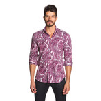 THOMAS Button Up Shirt // Burgundy Paisley (L)