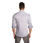 THOMAS Button-Up Shirt // Grey + Turquoise Paisley (XL)
