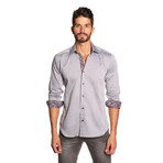 THOMAS Button-Up Shirt // Grey + Pink Paisley (M)