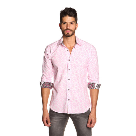 THOMAS Button Up Shirt // Pink Modern Paisley (S)