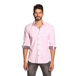 THOMAS Button Up Shirt // Pink Modern Paisley (L)