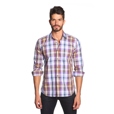 THOMAS Button Up Shirt // Blue + Brown Check (S)