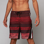 Sport Stripe 9" Swimshort // Red (XL)