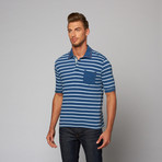 Reversed Striped Jersey Polo // Indigo (L)