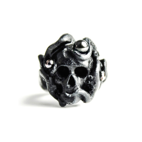 Octopus Ring // Black (White // US Size 9)