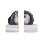 Epilogue Bookends (Dusk Blue Sliced Geode)