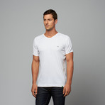 Ozark Ribbed V-Neck Tee // White (M)