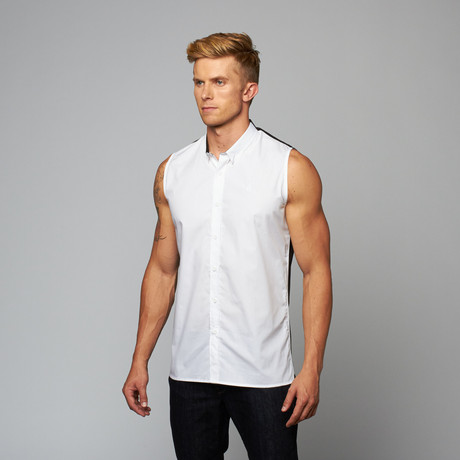 Pewter Split Shirt // White + Black (XS)