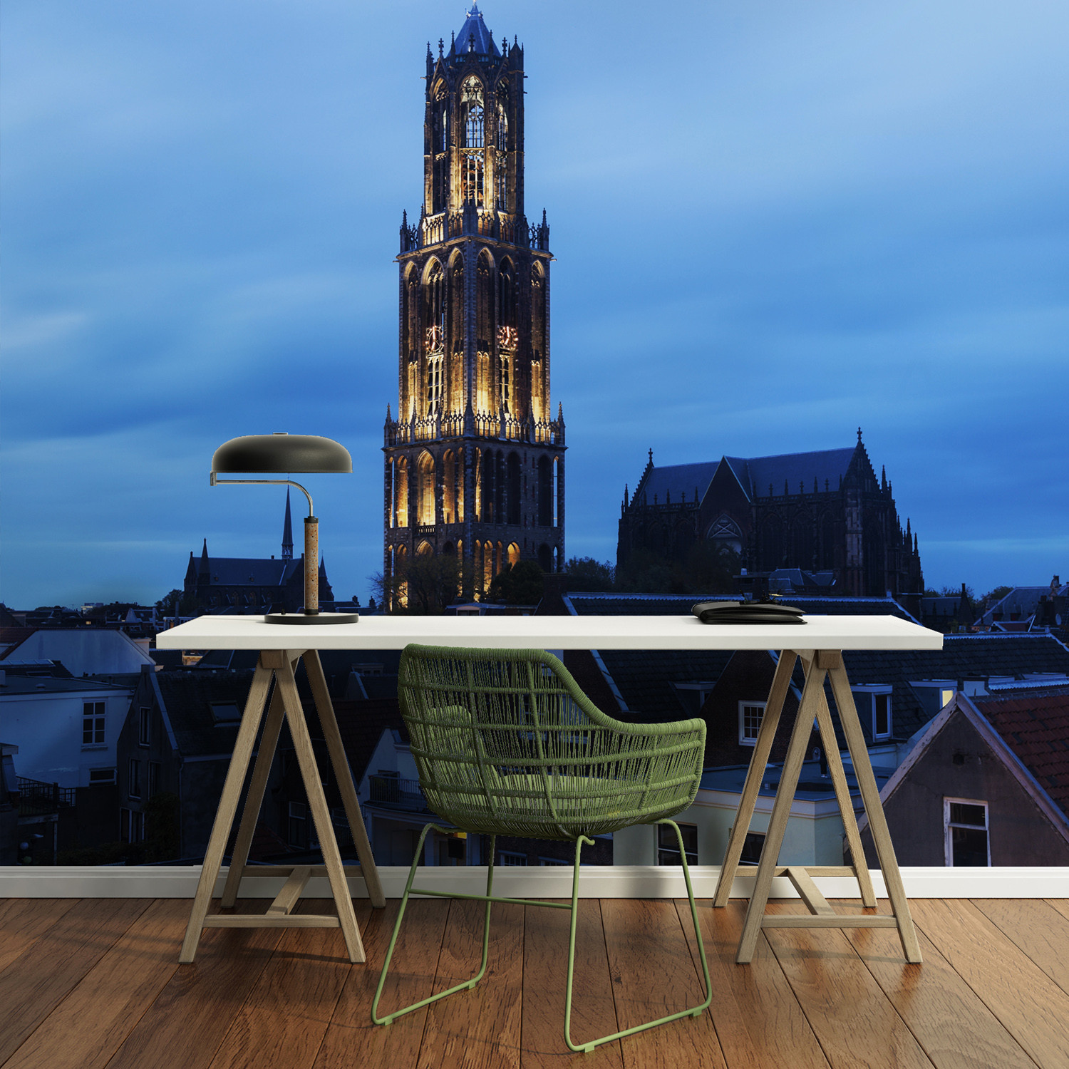 View Of Illuminated Tower  In City Dom Tower  of Utrecht 