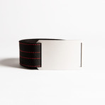 Silver Buckle + Black Belt // Red Stitch (30)