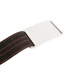 Silver Buckle + Black Belt // Red Stitch (30)