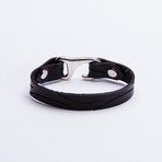 Carved Leather Bracelet // Black (Small)