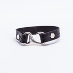 Carved Leather Bracelet // Black (Small)