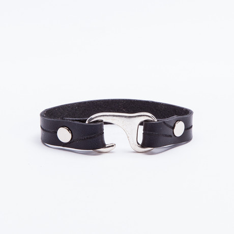 Carved Leather Bracelet // Black (Small)
