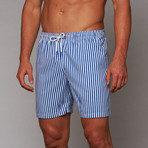 Boardies // Deck Stripe Mid-Length Short // Royal Blue + White (M)