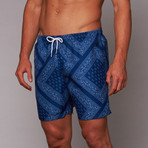 Boardies // Long Beach Mid-Length Short // Bandana Blue  (M)