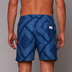 Boardies // Long Beach Mid-Length Short // Bandana Blue  (M)
