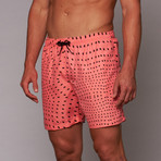 Boardies // Disco Ball Mid-Length Short // Red (M)