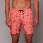 Boardies // Disco Ball Mid-Length Short // Red (M)