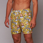 Paisley Wave Mid-Length Short // Yellow (M)