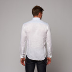 Button-Up Shirt // White + Navy (XL)