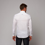 Button-Up Shirt // White + Blue (S)