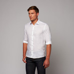 Button-Up Shirt // White + Blue (S)