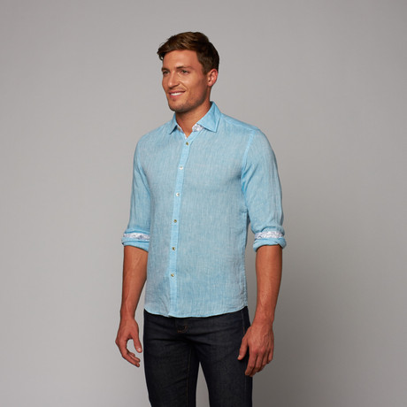 Pure Linen Shirt // Turquoise (S)