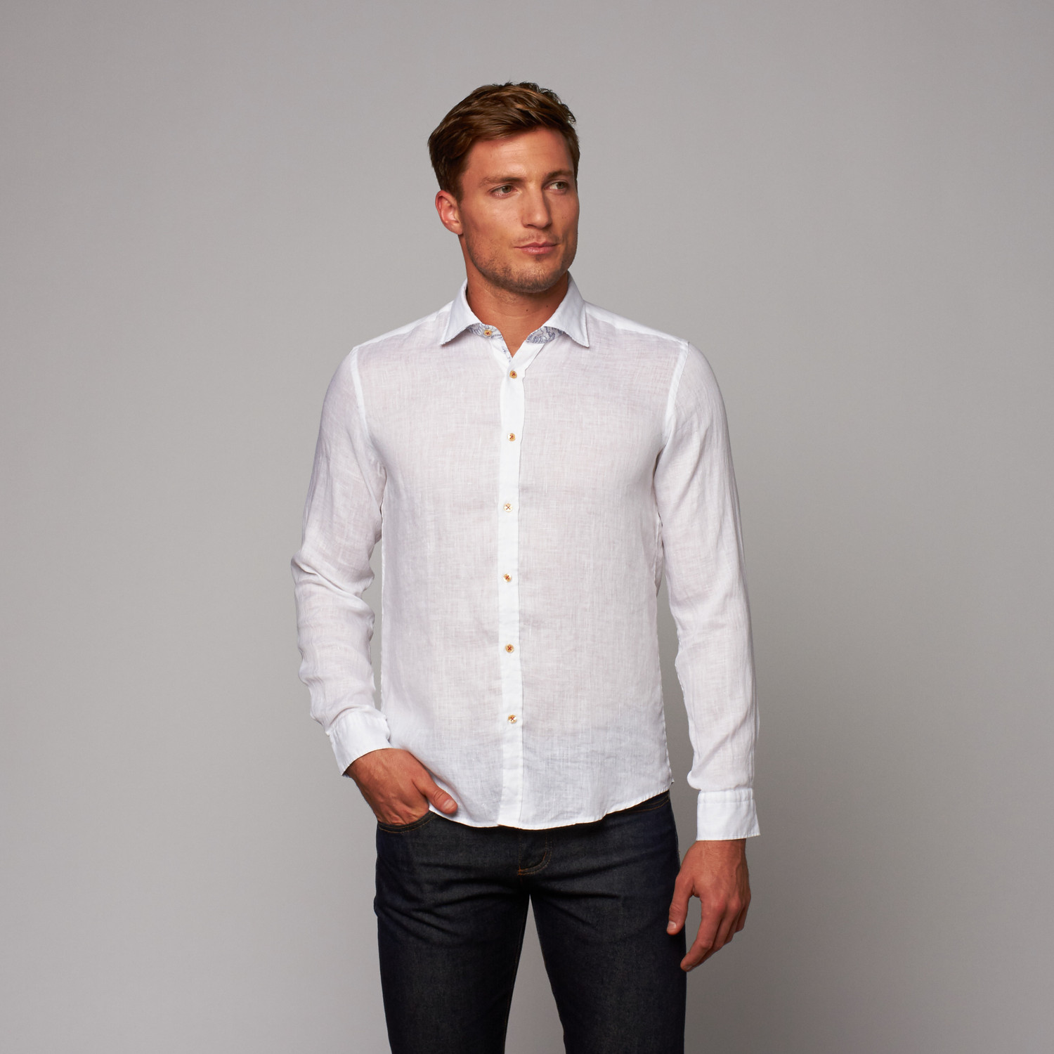 Pure Linen Shirt // White (L) - Ron Tomson - Touch of Modern