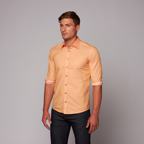 Cotton Button-Up Shirt // Orange (S)