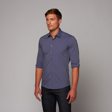 Cotton Button-Up Shirt // Navy (S)