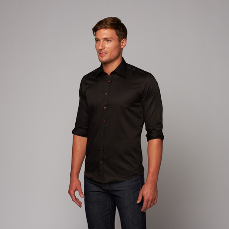 Cotton Button-Up Shirt // Black (S)