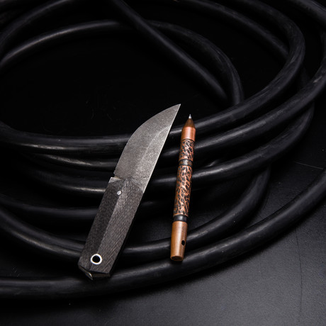 Yeti // Carbon Fiber Handle + Copper Pen + Leather Sheath
