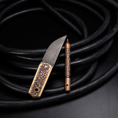 Yeti // Copper & Brass Handle + Copper Pen + Leather Sheath