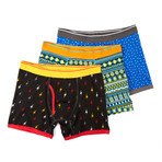 Bottoms Out // Boxer Briefs // Black + Blue + Orange // 3 Pack (S)