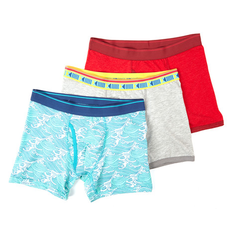 Boxer Briefs // Red + Grey + Light Blue // Pack of 3 (S)