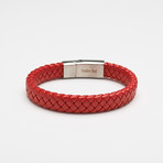 Braided Leather Bracelet + Stainless Steel Buckle (Blue)