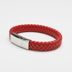 Braided Leather Bracelet + Stainless Steel Buckle (Blue)