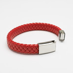 Braided Leather Bracelet + Stainless Steel Buckle (Blue)