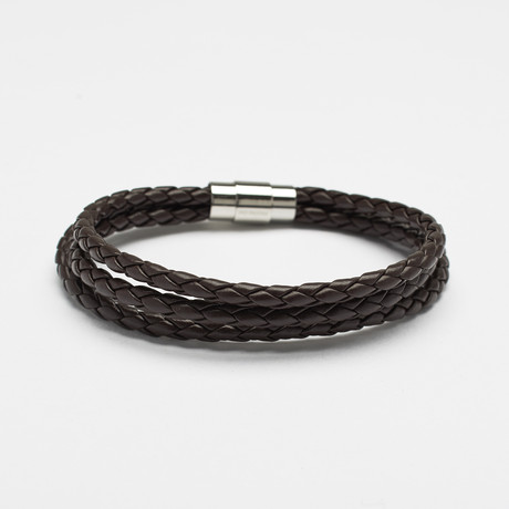 Genuine Leather Braided Bracelet // 3 Strand (Black)
