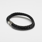 Genuine Leather Braided Bracelet // 3 Strand (Black)