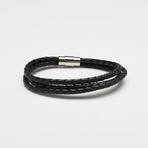 Genuine Leather Braided Bracelet // 3 Strand (Black)