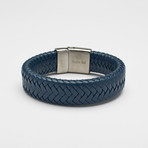 Braided Bracelet + Stainless Steel Buckle // Wide (Navy)