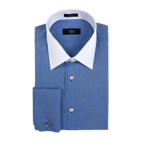 Egyptian Cotton Slim Fit French Cuff Button-Up // Navy Micro Box (14.5 (32-33))
