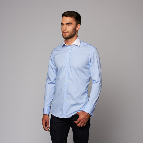Fine Stripe French Cuff Shirt // White Euro Collar (15 (32-33))