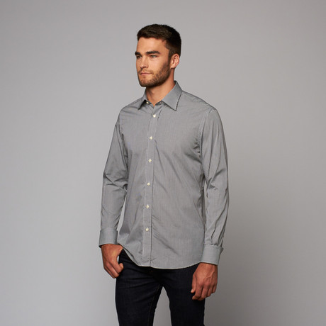 Micro Gingham Poplin Shirt // Rich Black Contemporary Collar (15 (32-33))