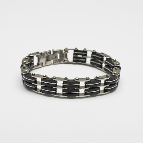 Stainless Steel + Rubber Link Bracelet