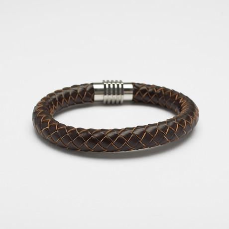 Genuine Leather Braided Bracelet // Thick (Black)