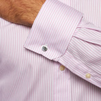 Textured London Stripe Shirt // Lavender Euro Collar (14.5 (32-33))
