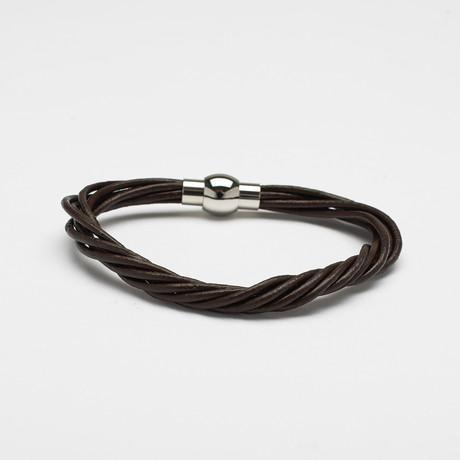 Genuine Leather Twisted Bracelet // 7 Strand